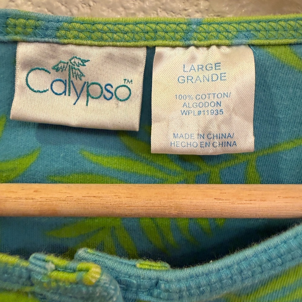 Calypso St. Barth Luxury Resort Wear Tropical Tunic Dress 💯% Cotton Size Large - Picture 10 of 11